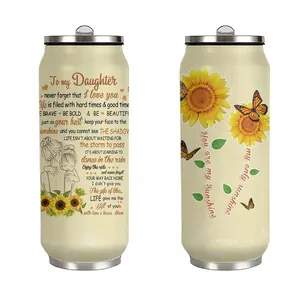 For My Daughter Tumbler 17oz Butterfly Sunflower Love Letter Straw Lid Leakproof Water Bottle Birthday Graduation Gift Insulation Travel Drinkware
