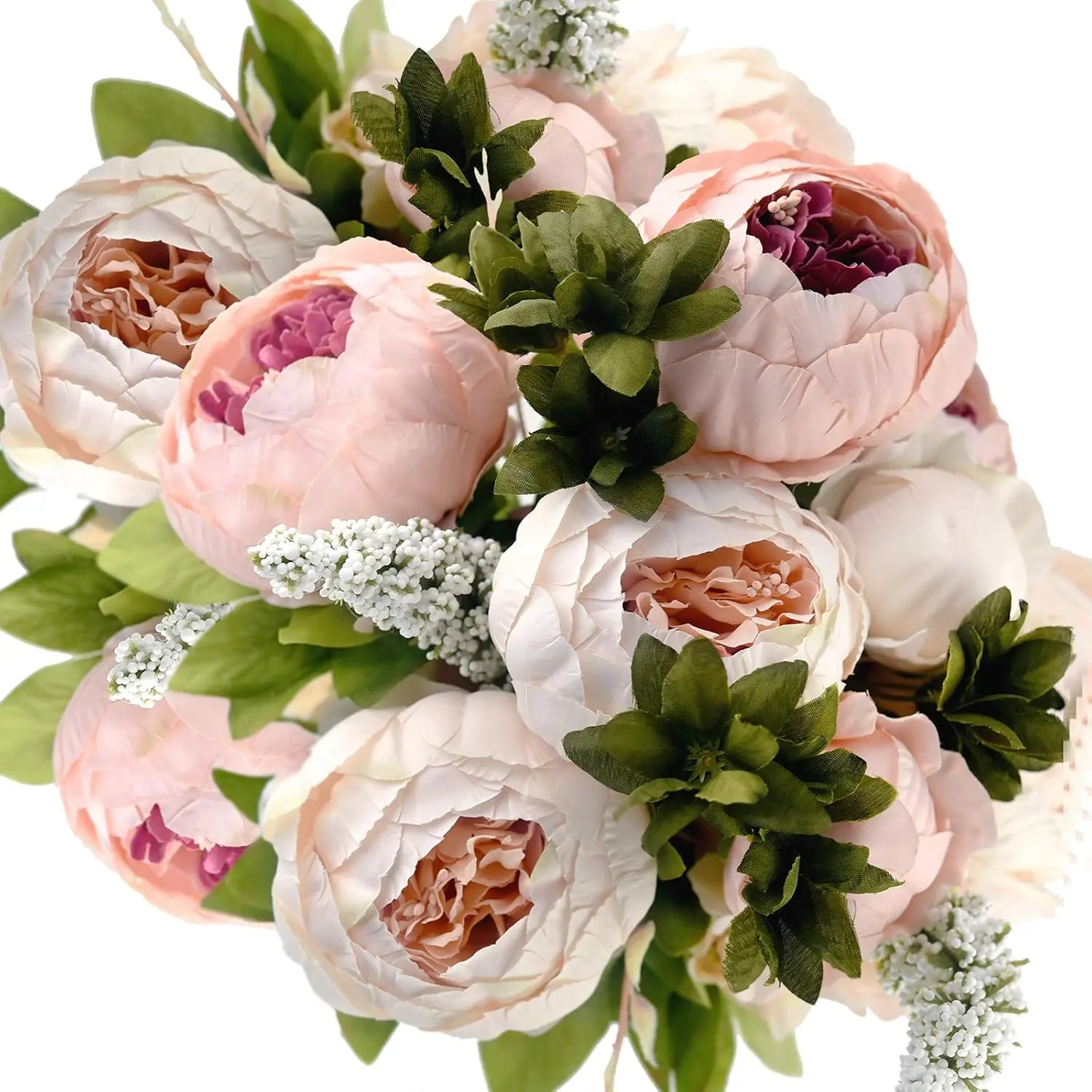 1 Pack Large Plastic Silk Peony Flower with Peony Buds - DIY-Friendly Realistic Artificial Decor for Wedding Bridal Bouquets, Home Decor (Single Bag Included)