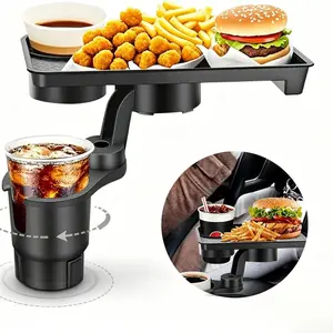 Car cup holder, extended bracket small tray, car storage dining tray, table board tray storage box, 2-in-1 lazy essential car cup holder and tray, the base is adjustable, fitting car cup holders from 2.56 inches to 3.74 inches