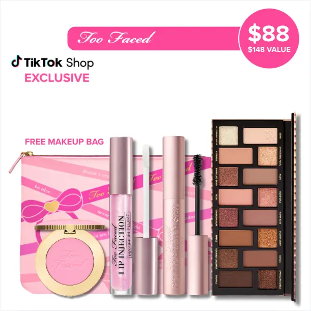 Too Faced Icons Set - Better Than Mascara, Lip Injection Maximum Plump Lip Plumper Gloss, Born This Way The Natural Nudes Eye Shadow Palette, Cloud Crush Blush Candy Clouds