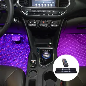 2 in 1 Rechargeable Car Floor Star Shaped LED Light, 1 Set Car Floor Ambient Lamp with Remote Control, Summer Car Decorative Light