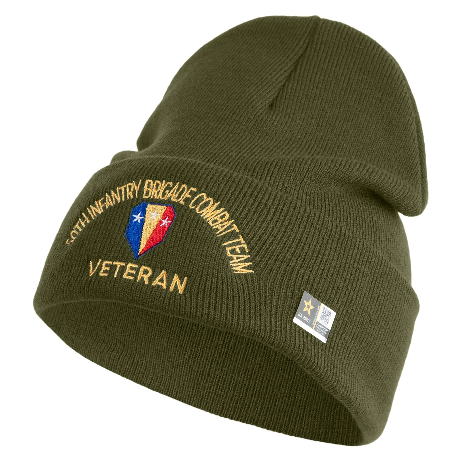 US Army 50th Infantry Brigade Combat Logo Embroidered 12 Inch Cuff Beanie
