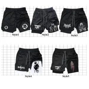 2-in-1 double-layer fitness shorts for men's summer slim fit quick drying breathable shorts for men's sports and fitness