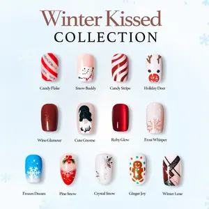 Winter Kissed Collection – CurvLife Elegant Holiday Press On Nails Inspired by Frost, Candy Canes, and Christmas Magic | Red, White, and Sparkle Nail Art for the Winter Season | Reusable Gift Set