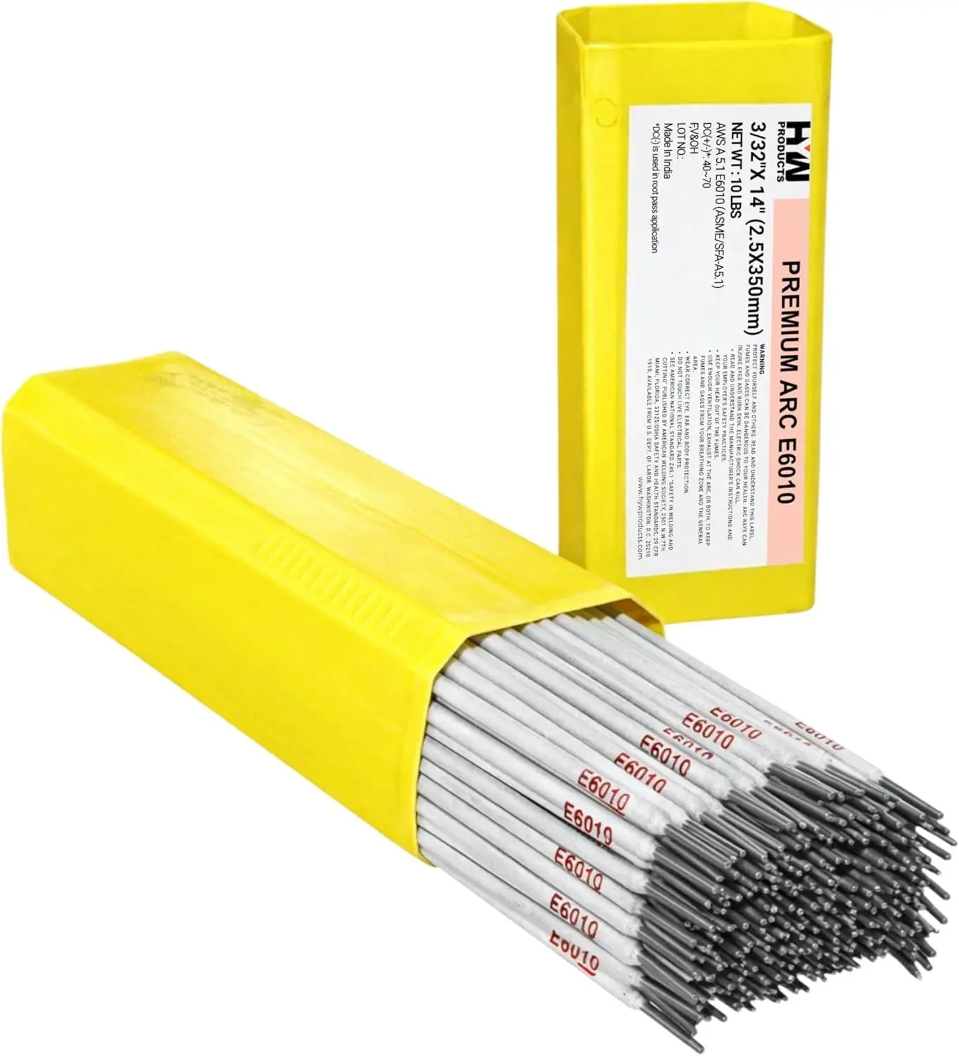 E6010 Premium Arc Stick Electrodes, 3/32in x 14in Welding Rods, 10-lb Box for Parts Repair, Welding Accessories