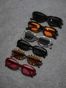 6 Pairs Trendy Multicolor Women's Fashionable Sunglasses Set, Vintage Small Square Oval Mix, Millennial Y2K Style, Perfect for Music Festivals, Street Photography