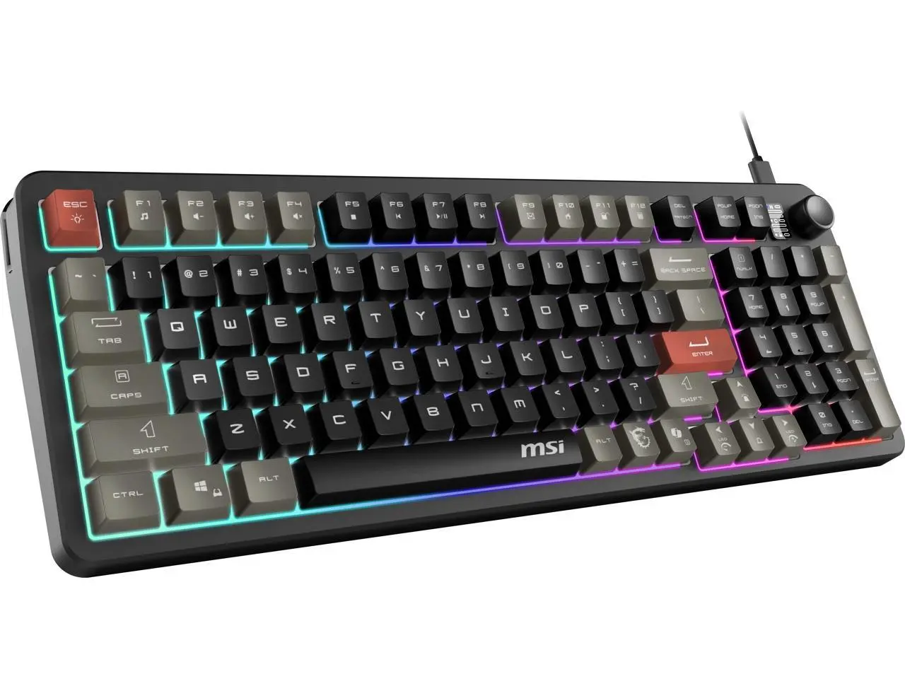 MSI Forge GK110 Gaming Keyboard - Membrane Switches, 96% Compact Full-Size, 1.5m USB-A to C (detachable) Cable MSI Forge GK110 Gaming Keyboard - Membrane Switches, 96% Compact Full-Size, 1.5m USB-A to C (detachable) Cable