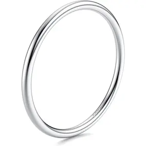 Fansilver 1mm Thin Ring Rings Stacking Stackable Knuckle Pinky Thumb Ring Polished Plain Minimalistic Point Finger Band Ring for Women s Comfort Fit Size 4-13
