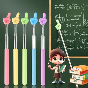 Retractable Reading Stick, 5 Counts/set Colorful Finger Shaped Command Stick, Blackboard Classroom Teaching Command Stick, School & Educational Supplies