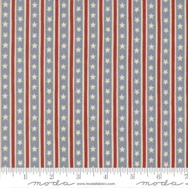 Fabric Moda Steel Blue Stars in Stripes America 250 Years by the Quarter Yard 56184-26