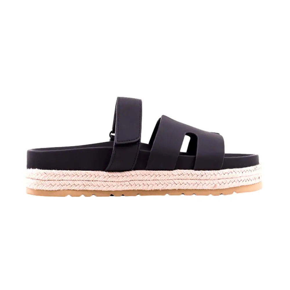 Shu Shop Womens Izzy Platform Slide Casual Sandals Casual Low Heel 1-2" - Black