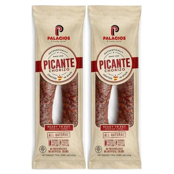 Palacios Autentico Savory Spicy Chorizo - Imported from Spain, 7.9 oz, Pack of 2, Canned Pantry Food Item