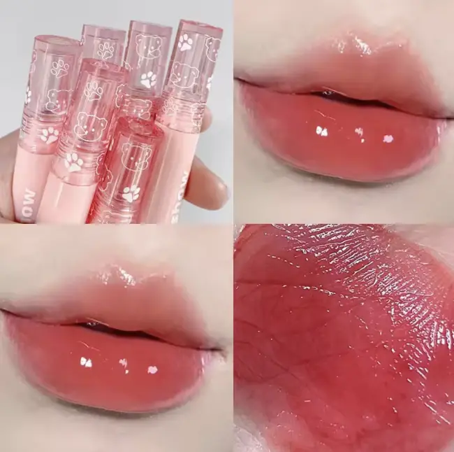 Cute Bear Velvet Lip Gloss Girl's Matte Lip Glaze Waterproof Lasting Transparent Red-brown Lip Mud Korean Makeup Liquid Lipstick