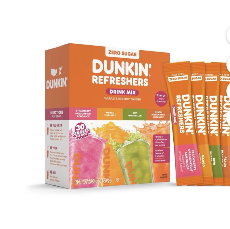 Dunkin' Refreshers Zero Sugar Singles to go Powdered Drink Mix Variety Pack, 30 Count Packets