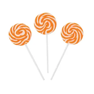 1 3/4" Bright Orange Swirl Orange Flavor Lollipops - 24 Pc.