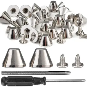 30 Sets 5/16" Height Spikes and Studs 8MM Handbag Feet Silver Color Barrel Spikes Screw Back Punk Studs and Spikes Kit for Clothing Shoes Leather Craft Belts Bags Dog Collars Rivets