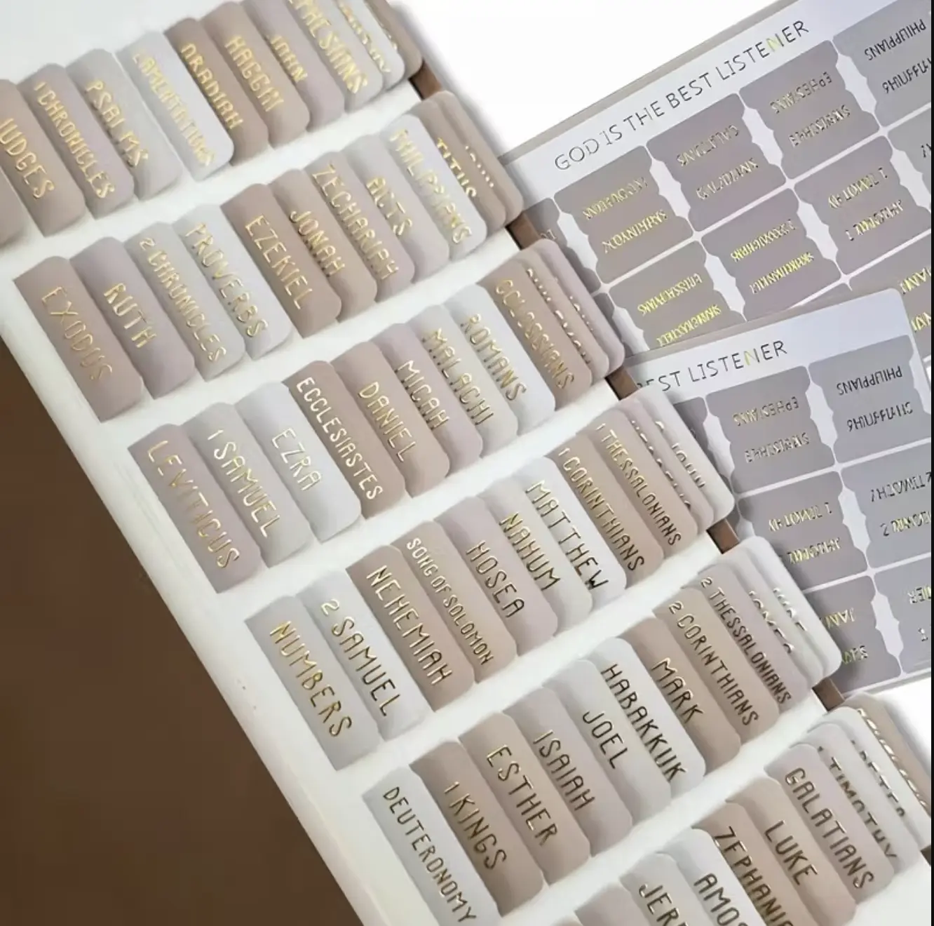 Golden Embossed Beige Neutral Bible Tabs