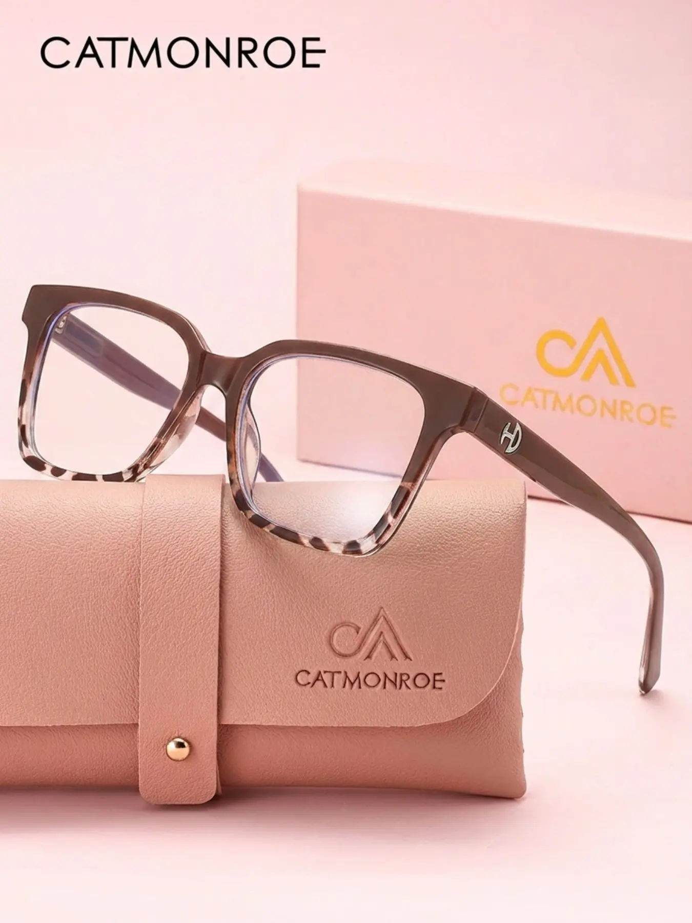 CATMONROE Fashion Tortoise Brown Blue Light Glasses Oversized Square Frame, Anti UV & Anti Glare, Comfortable Eyeglasses for Women for Office & Home Square Frame Eyewear, Square Frames Eyeglass