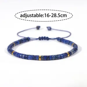 Stone Bracelet Healing Crystal Barrel Gemstone Dainty Bracelet Handmade Minimalist Style Gift Daily Use Adjustable