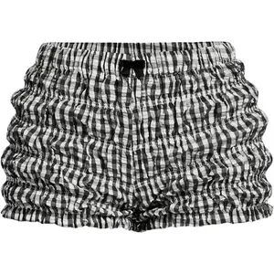 Women's Ruffle Shorts Plaid Y2k Lace Bloomers Elastic Waist Frill Bottoms Gingham Micro Boyshorts Above The Knee Summer Fashion Womenswear Elegant Fit Outfit