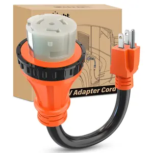 Nilight RV Locking Adapter Cord 15 Amp to 50 Amp Pure Copper Heavy Duty 10 Gauge Wire ETL Listed 5-15P to SS2-50R 15M/50F Weatherproof Cord for RV Camper Caravan Van Trailer