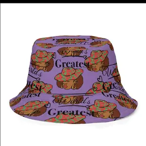 Reversible Bucket Hat with Unique World's Greatest Design in Vibrant Purple and Green Colors