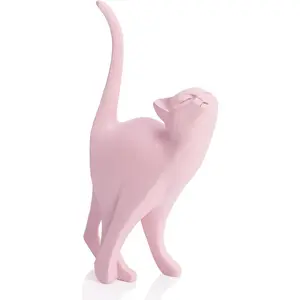 Pink Cat Statue Modern Abstract Home Office Shelf Decor 7-Inch Vibrant Assorted Colors Easy to Match Any Decor Style