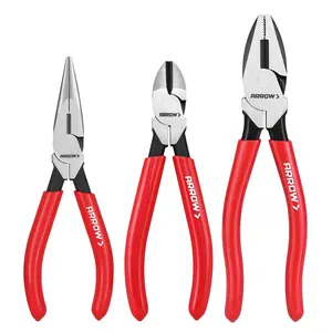 ARROW 3PCS Pliers Set, Needle Nose Pliers, Diagonal Plier, Linesman with Non-slip Handle, Premium Carbon Steel, High Leverage Design