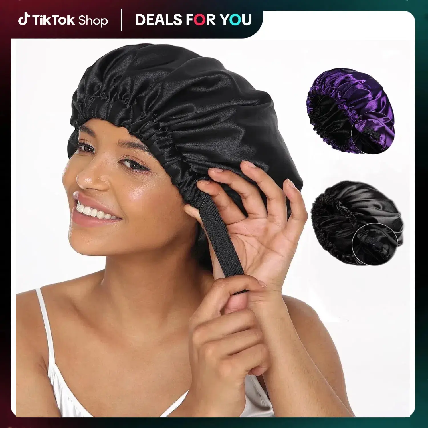 Labhairs Silk Bonnet for Sleeping for Women Adjustable Satin Hair Cap for Curly and Natural Hair Hurtless&Heatless Hair Tool Accessories Portable With Adjustable Band Suitable For All Head Size Double Layer Satin Bonnet Washable&Reusable tiktokshopspringg