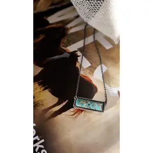 SILVER TURQUOISE BAR NECKLACE