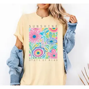 A sunny and comfortable color shirt, a cute summer T-shirt, a stylish women's T-shirt, made of soft and comfortable fabric, a perfect gift for her.