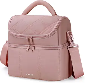 Insulated Lunch Bags for Women, Quilted Lunch Box, Lightweight Puffy Padded Waterproof Lunch Tote, Reusable Lunch Cooler bag for Work Picnic Travel