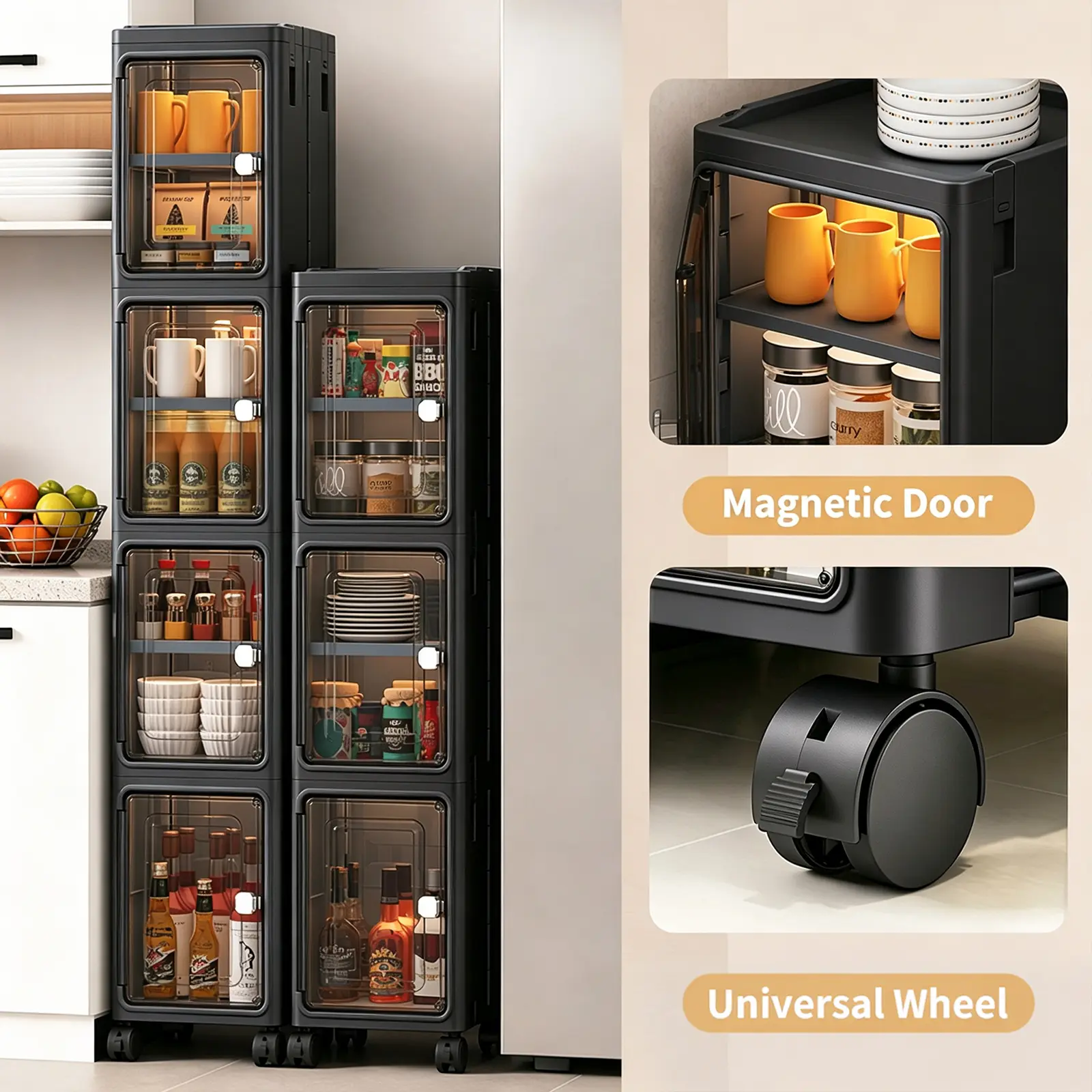 Modern 5-Tier Rectangle Plastic Storage Organizer Unit - Adjustable, Collapsible, Stackable Dustproof Boxes with Wheels, Lids - Home & Office, Balcony, Bathroom Storage Solution