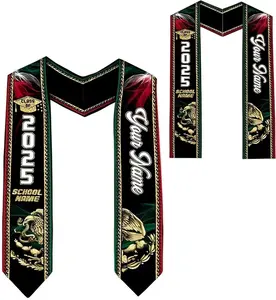 Custom Mexico Graduation Sash Class of 2025, Personalized Mexican American Flag Graduation Stole, Mexican Graduation Scarf