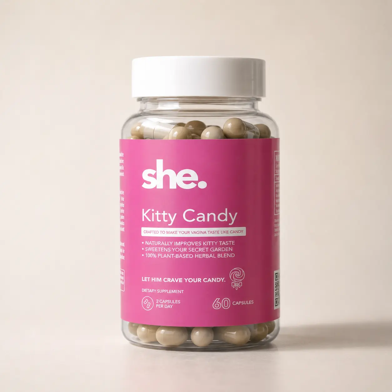Kitty Candy Edible Vegan Female Balance Vitamins Supplements - Plant-Powered Self Care Product for Women's Health, Internal Balance & Cleanliness, Fruit Powders & Herbal Extracts for Flavor & Freshness