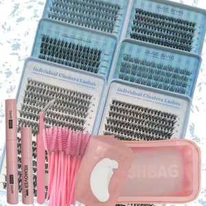 3 Box Set 1680 Cluster False Eyelashes Kit, 8-16mm Mixed Length, DIY Single Cluster Lashes, Includes Makeup Bag & Tools, Lash-Glue Bond And Seal, Remover, Eye Pads ,Perfect Gift, Party and Travel, Christmas, Eyelash Extension
