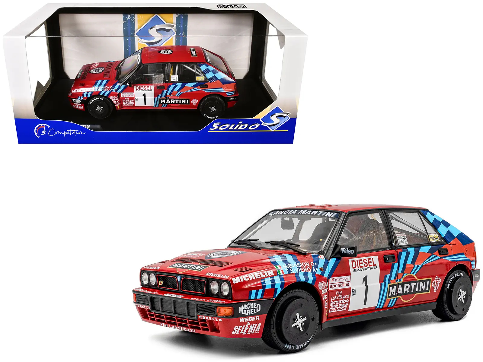Lancia Delta HF Integrale #1 Winner "Rally Sanremo" (1989) "Competition" Series 1/18 Diecast Model Car by Solido