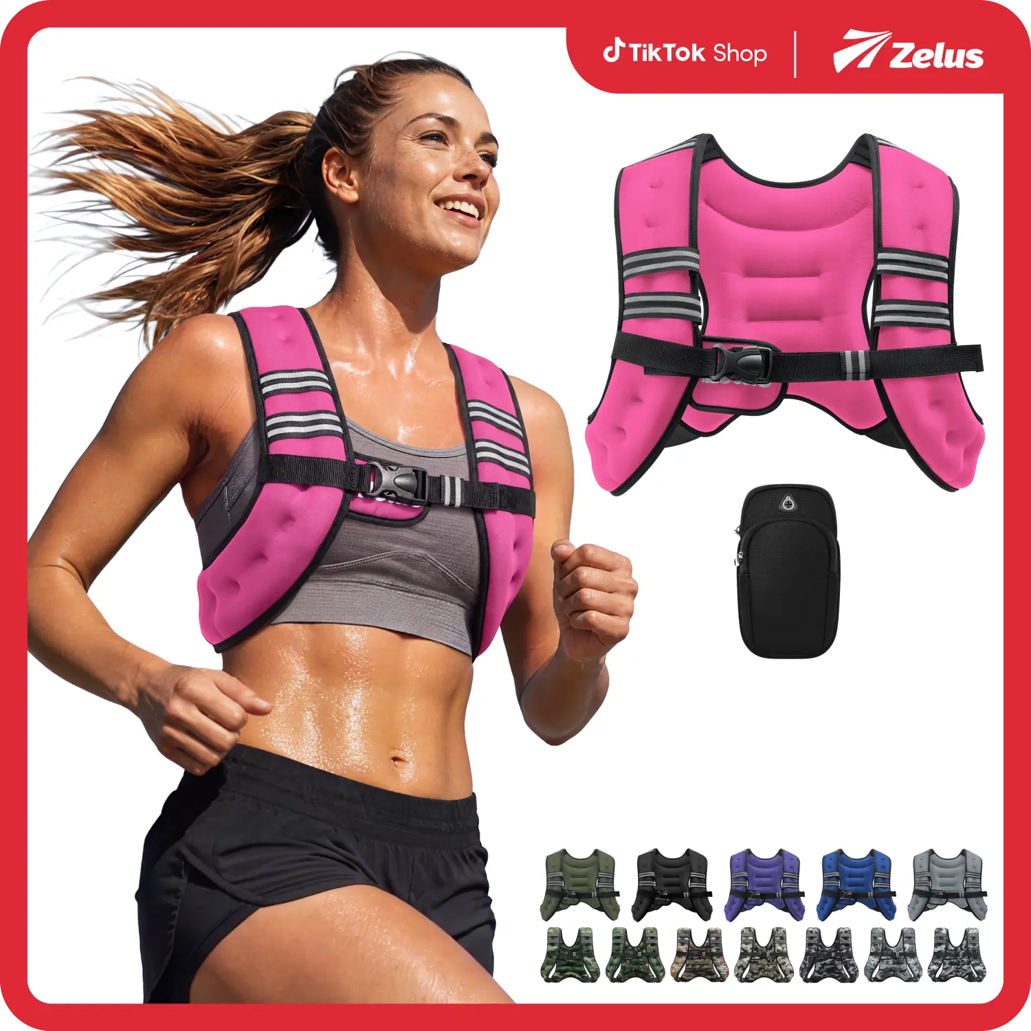 【SummerFinds】ZELUS Weighted Vests,6/8/12/16/20/25/30lb Rucking vest with Detachable Phone Pouch&Reflective Stripes&Adjustable Straps|Exercise Equipment & Workout Enhancer for Motivational Walking,Strength Training,Running #TikTokShopDealsforYouDays