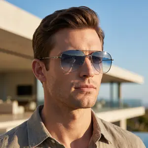 Men's Aviator Polarized Sunglasses, UV Protection Anti-Glare Driving Cycling Glasses, Trendy Oversized Large Face Fashion Shades for Outdoor