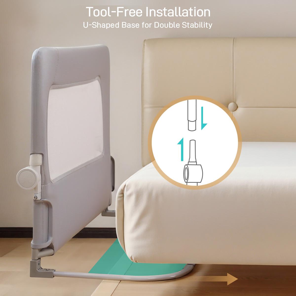Bed Rail for Toddlers, CAVEEN 47" Toddler Bed Rails, Baby Bed Rail Guard, for Twin, Full, Queen, King Bunk Size Bed Swing Down Bedrail Extral Tall Child Safety Side Railing Guards for Kids, Valentine's Day