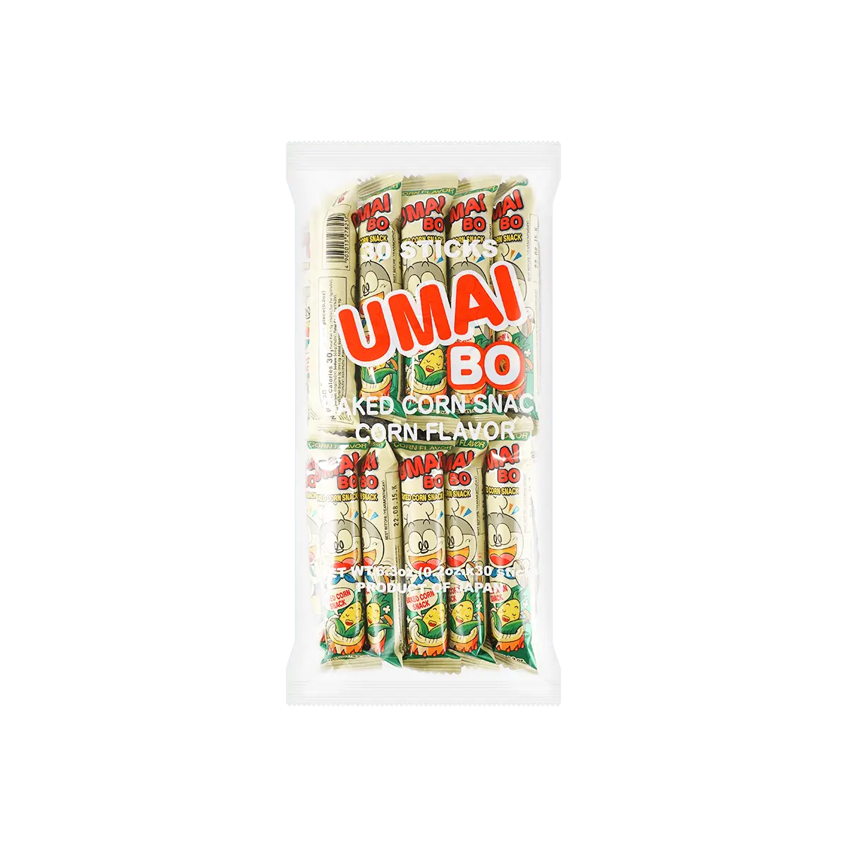 Umaibo, Japanese popular snack food. Corn Potage, Cheese flavors two options each 30 pcs. Umaibo, Japanese popular snack food. Corn Potage, Cheese flavors two options each 30 pcs.