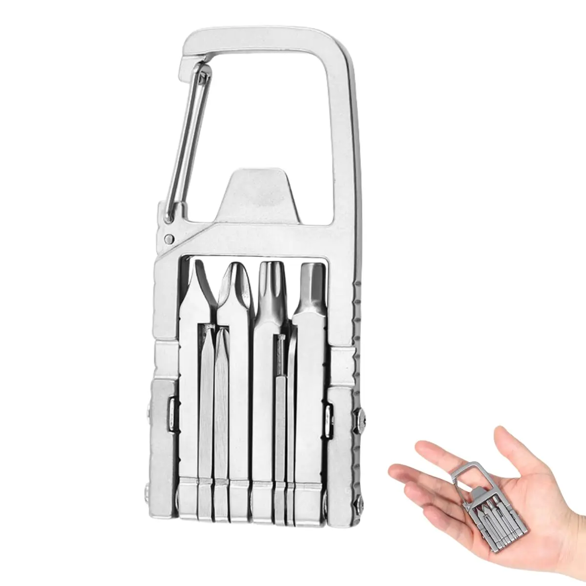 JOYTUTUS 12-In-1 Multifunction Mini Multitool Keychain - Portable Durable Hand Tool Accessory with Bottle Opener, Stainless Steel Carabiner, Compact Design for Camping Durability