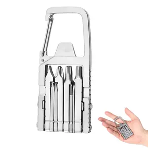 JOYTUTUS 12 In 1 Mini Multi Tool Keychain Portable Keychain Multitool with Bottle Opener & Stainless Steel Carabiner Compact Design for Camping