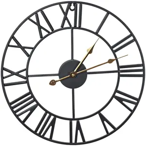 Sorbus 16' Wall Clock (Black) - Classic Roman Numeral Display, High Quality Quartz Movement - Eye