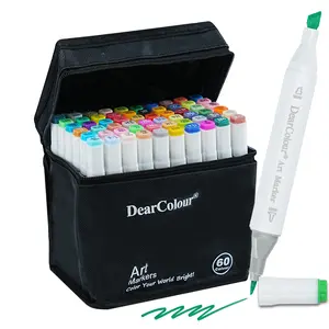 60 Colors Colouring Pens, Dual-Tip Markers Set, Brush & Chisel Permanent Markers, Art Supplies Kit for Coloring Books, Gifts for Teens and Artists