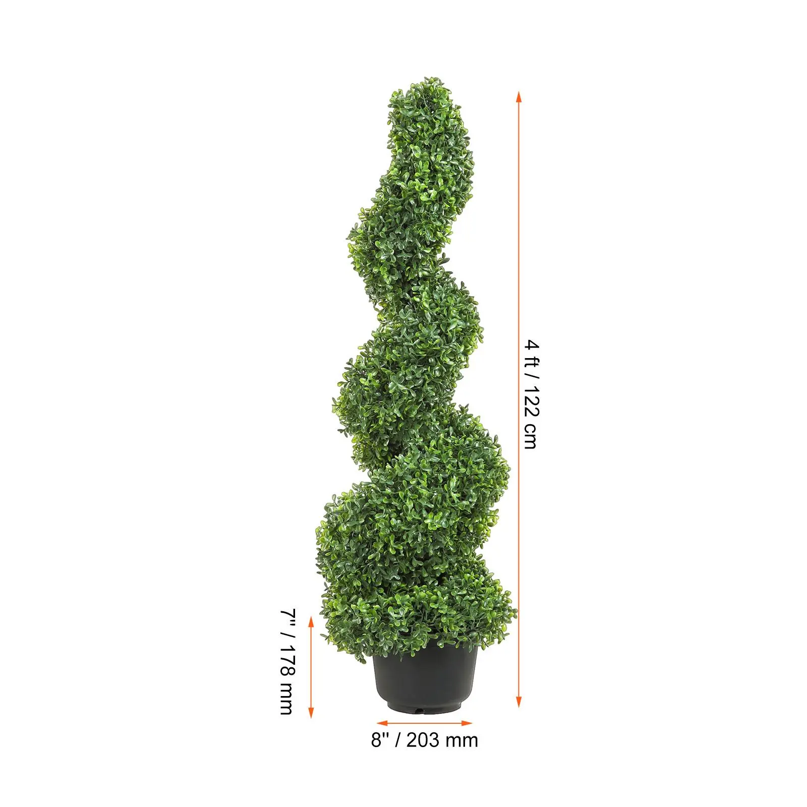 【Summerfinds】VEVOR 2 pcs. Artificial Boxwood Tower Topiary Spiral Artificial Plant 122cm high Decorative Plant Green Plastic PE Iron Topiary Plants incl. 10 pcs. Replacement Leaves Fruit Pot