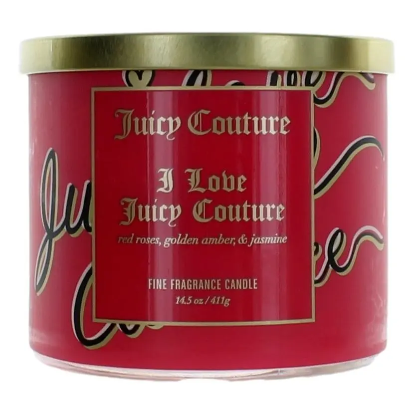 Juicy Couture 14.5oz Soy Wax Blend 3-Wick Fruity Household Candle - Jasmine & Tyger Lily Scented, Three Wicks, Citrus