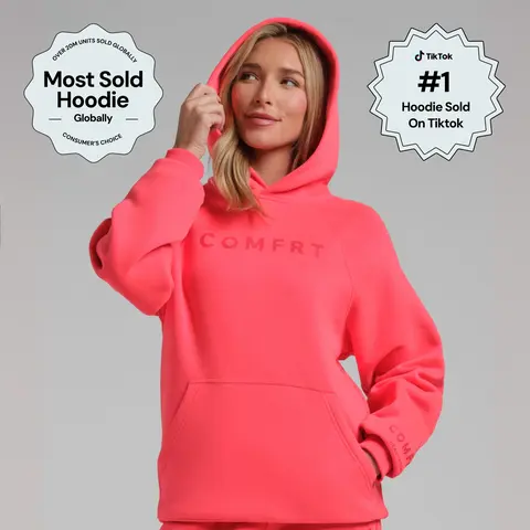 Comfrt | Neon Tranquil Hoodie | Midweight Fleece Hoodie With Oversized Hood & Kangaroo Pocket