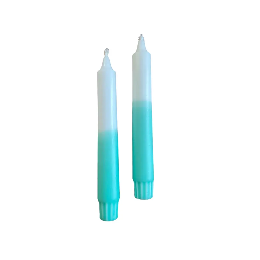 White-Turquoise   Candle Set of 2