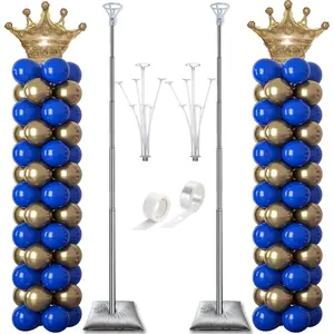 Balloon Column Stand Kit Set of 2, 2IN1 Balloons Holder Sets Ballon Arch stand for Floor, 9  Height Adjustable Metal Baloon Tower Pillar for Graduation, Wedding, Party Decoration